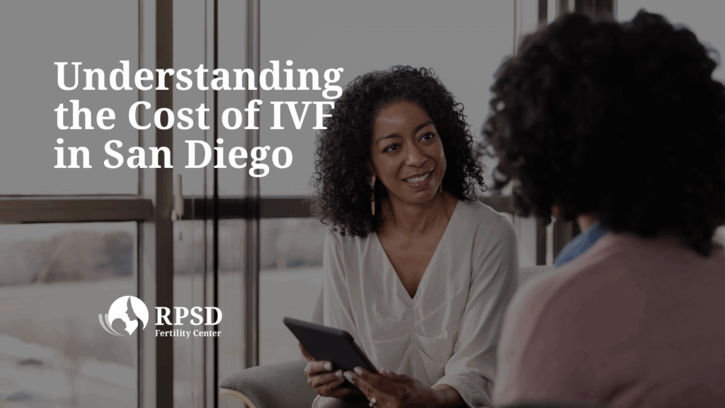 Couple consulting with fertility specialist at Reproductive Partners San Diego about IVF costs and treatment options.