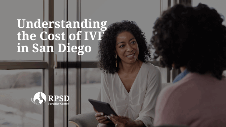 Couple consulting with fertility specialist at Reproductive Partners San Diego about IVF costs and treatment options.