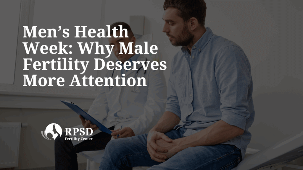 A man speaking with a fertility specialist during a consultation at Reproductive Partners San Diego